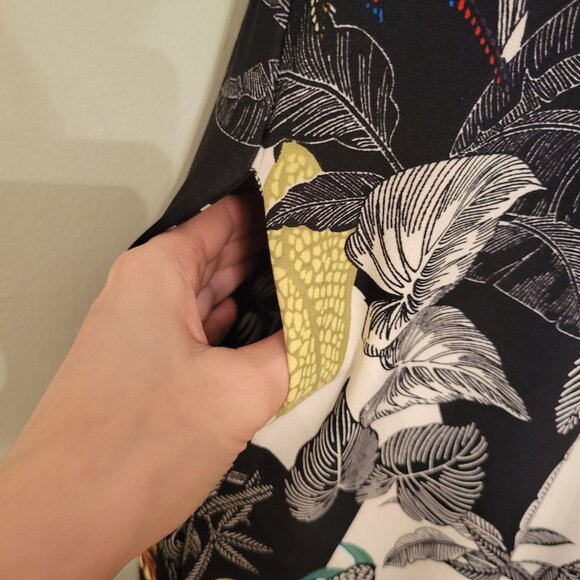 Attitudes by Renee XST Tropical Bird Leaf Print Maxi Dress Pockets Stretch Modes - Picture 3 of 8